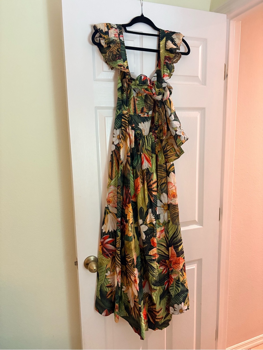 Farm Rio Botanical Forest Ruffled Strap Dress Size Small - Picture 4 of 5